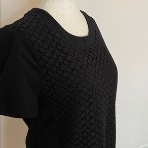 Banana Republic Black Lace Overlay Short Sleeve Sweater M
